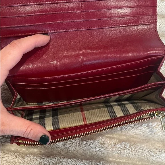Burberry Burgundy Leather Wallet - Picture 3 of 8